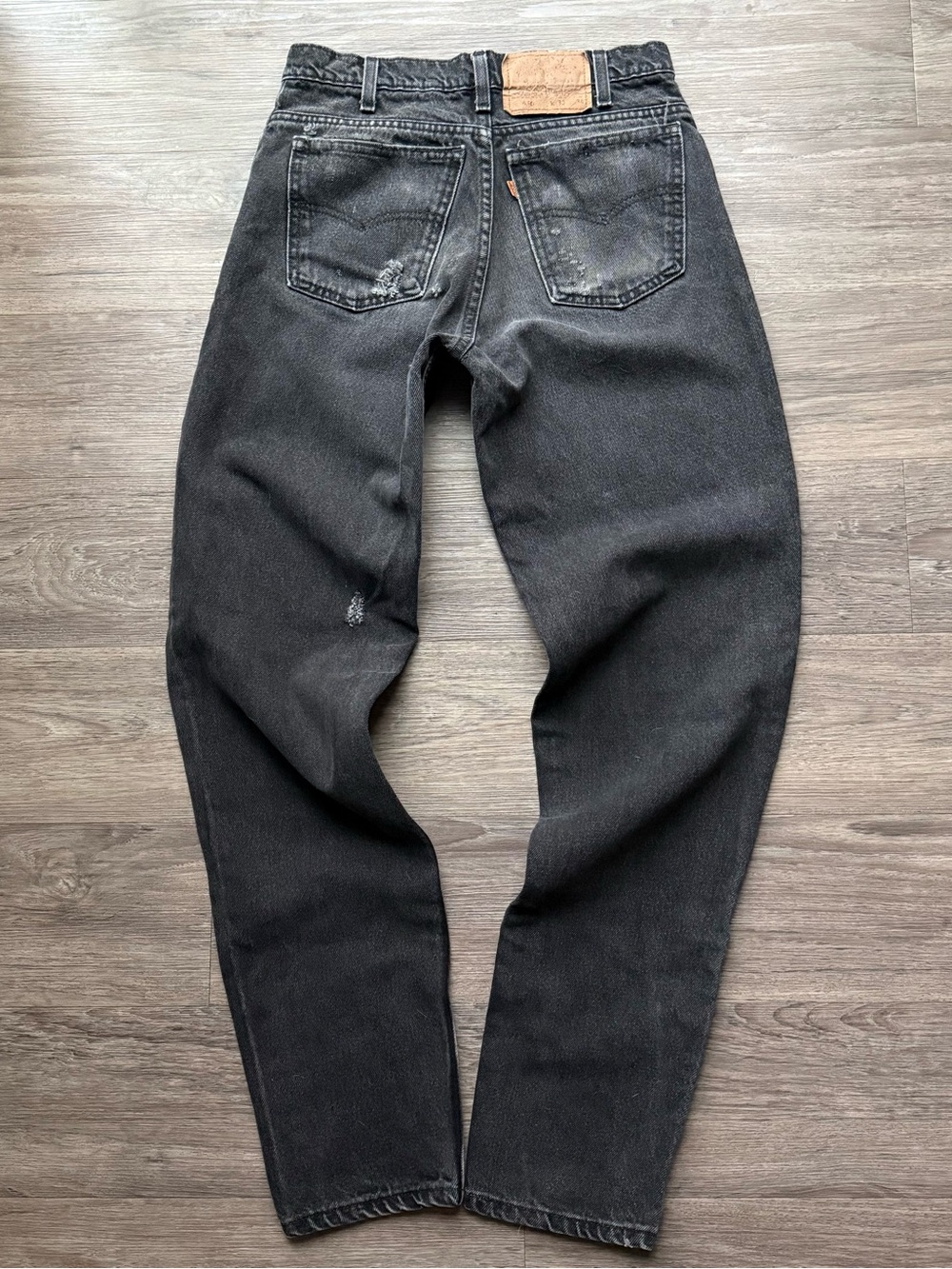 VTG Levis 550 Orange Tab Jeans Mens 28x32 Faded Black Distressed USA 90s Casual